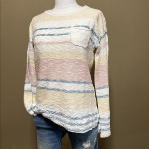 PLEASE COME SPRING STRIPE SLUB SWEATER